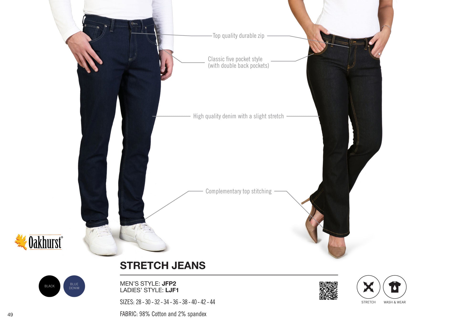 Ladies Stretch Denim Jeans - 5 Pocket-5