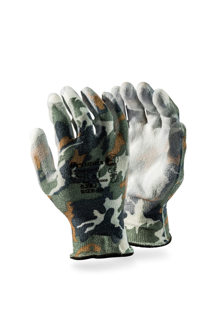 DROMEX CUT5 SEAMLESS CAMO LINER, KNITWRIST WITH PU COATING - CAMOFLAGE