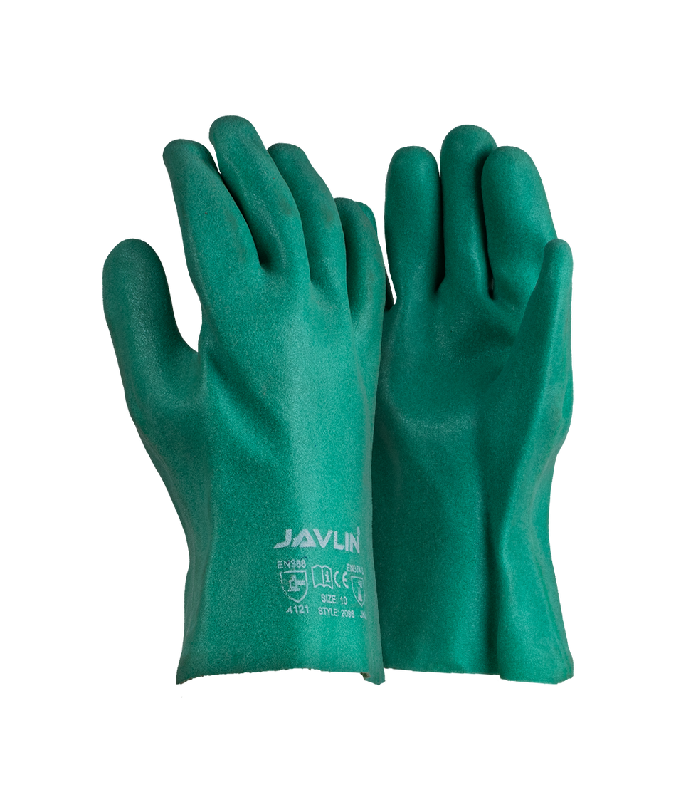 Javlin Foam PVC Fluorescent Green Sandy Finish Gloves