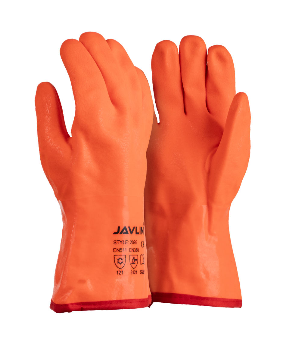 Javlin Orange PVC Insulated Freezer Gauntlet Gloves - 30cm