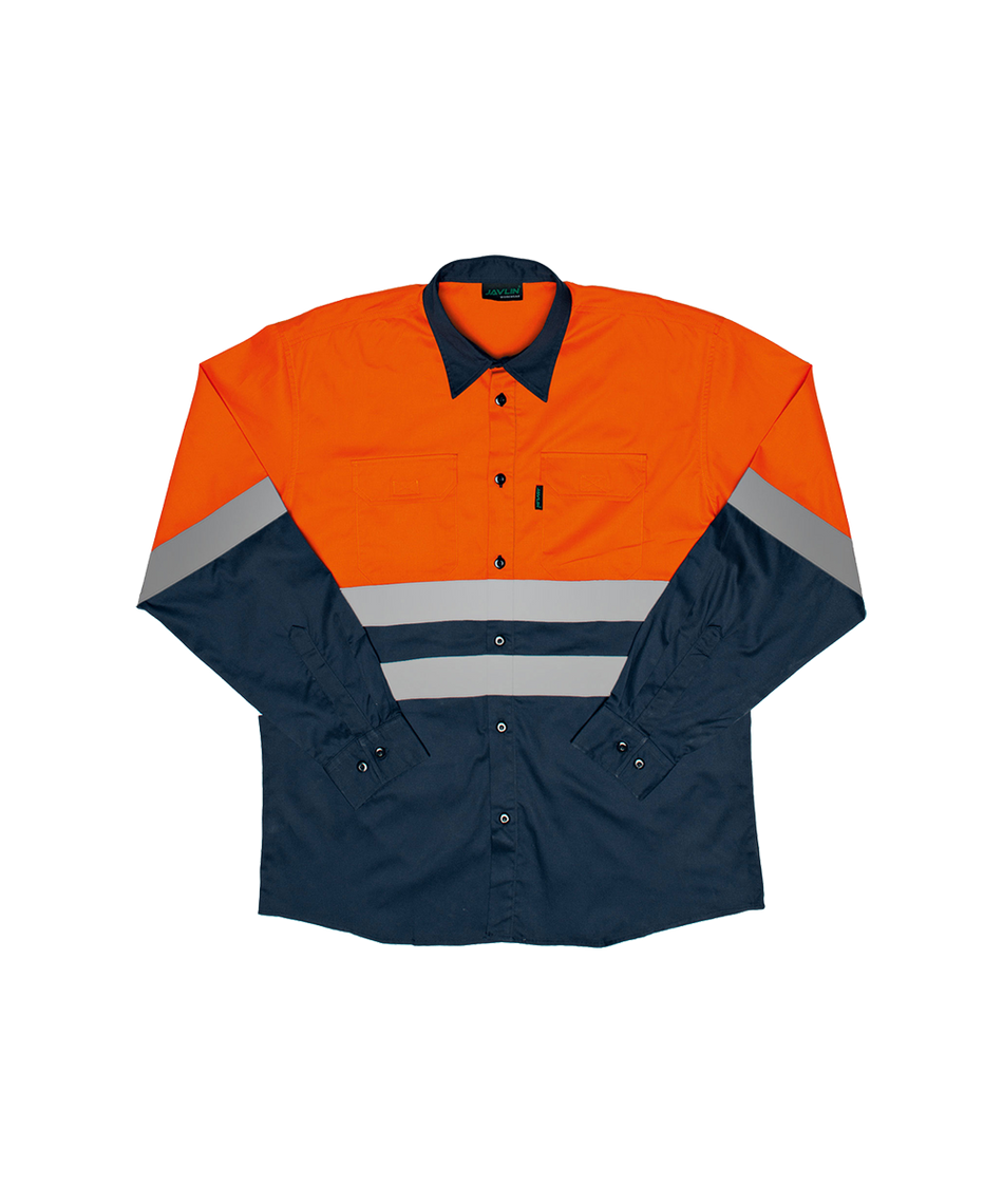 Javlin Hi-Vis Two Tone Vented Long Sleeve Work Shirt