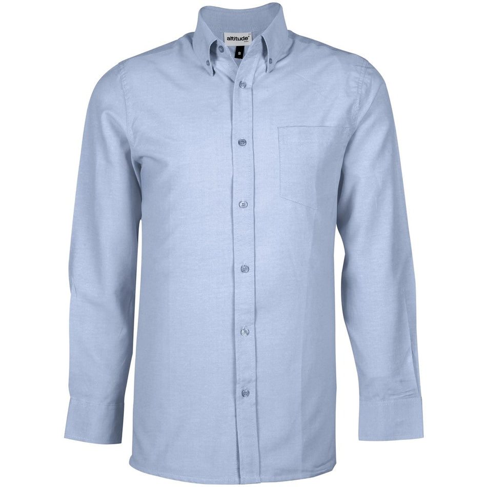 Mens Long Sleeve Oxford Shirt - Light Blue-0