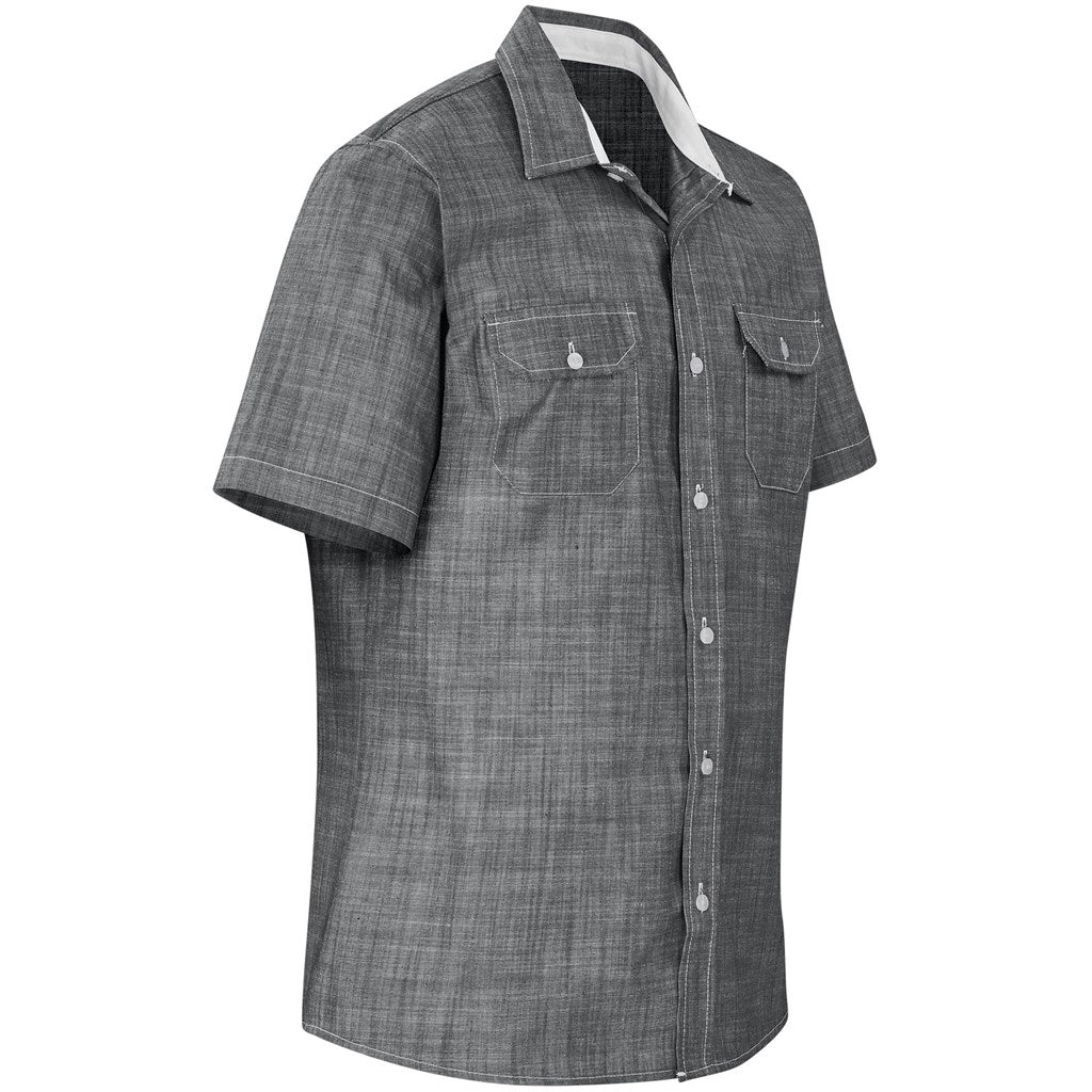 Mens Short Sleeve Windsor Shirt - Grey-2