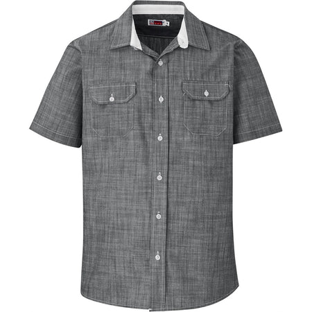 Mens Short Sleeve Windsor Shirt - Grey-0