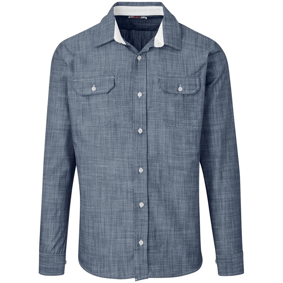 Mens Long Sleeve Windsor Shirt - Navy-0