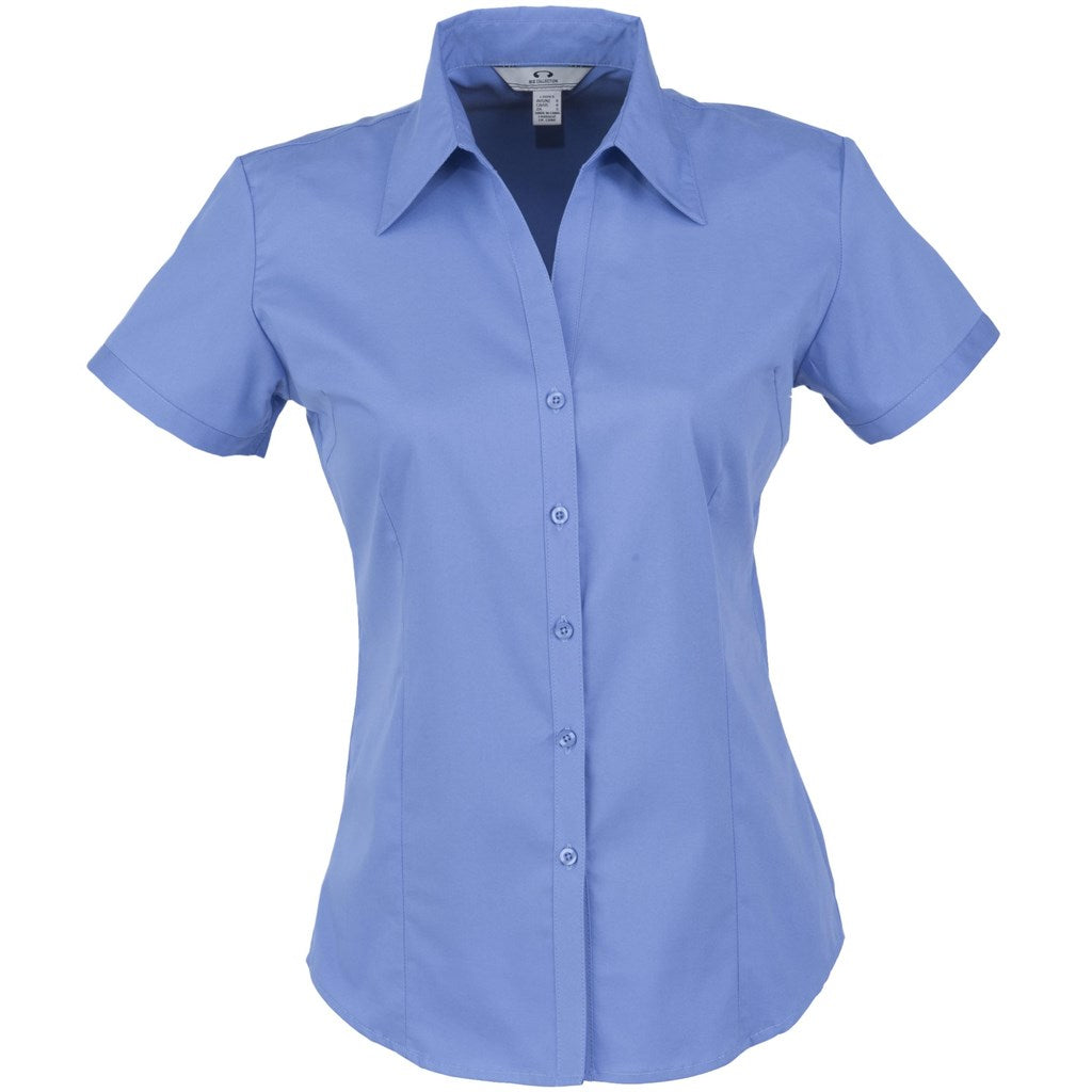 Ladies Short Sleeve Metro Shirt - Blue-0