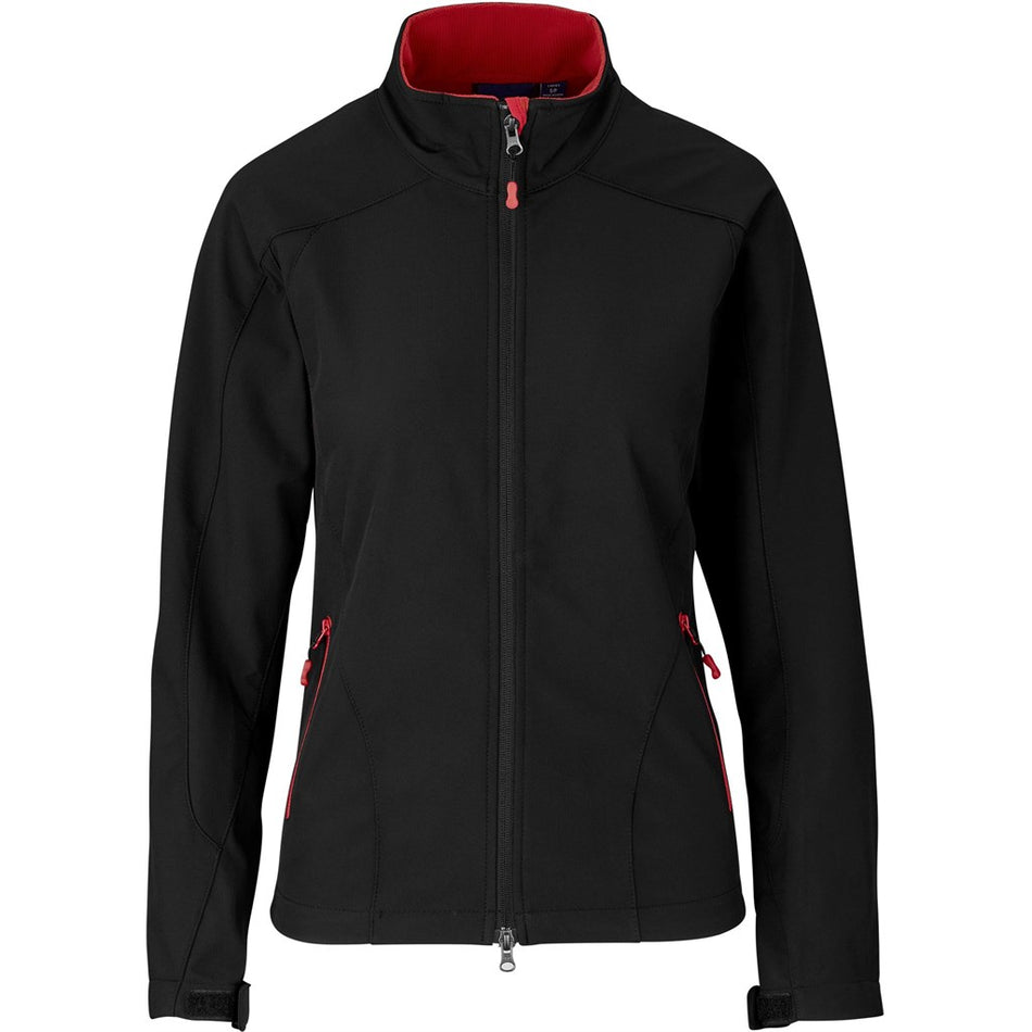 Ladies Geneva Softshell Jacket - Black Red-0