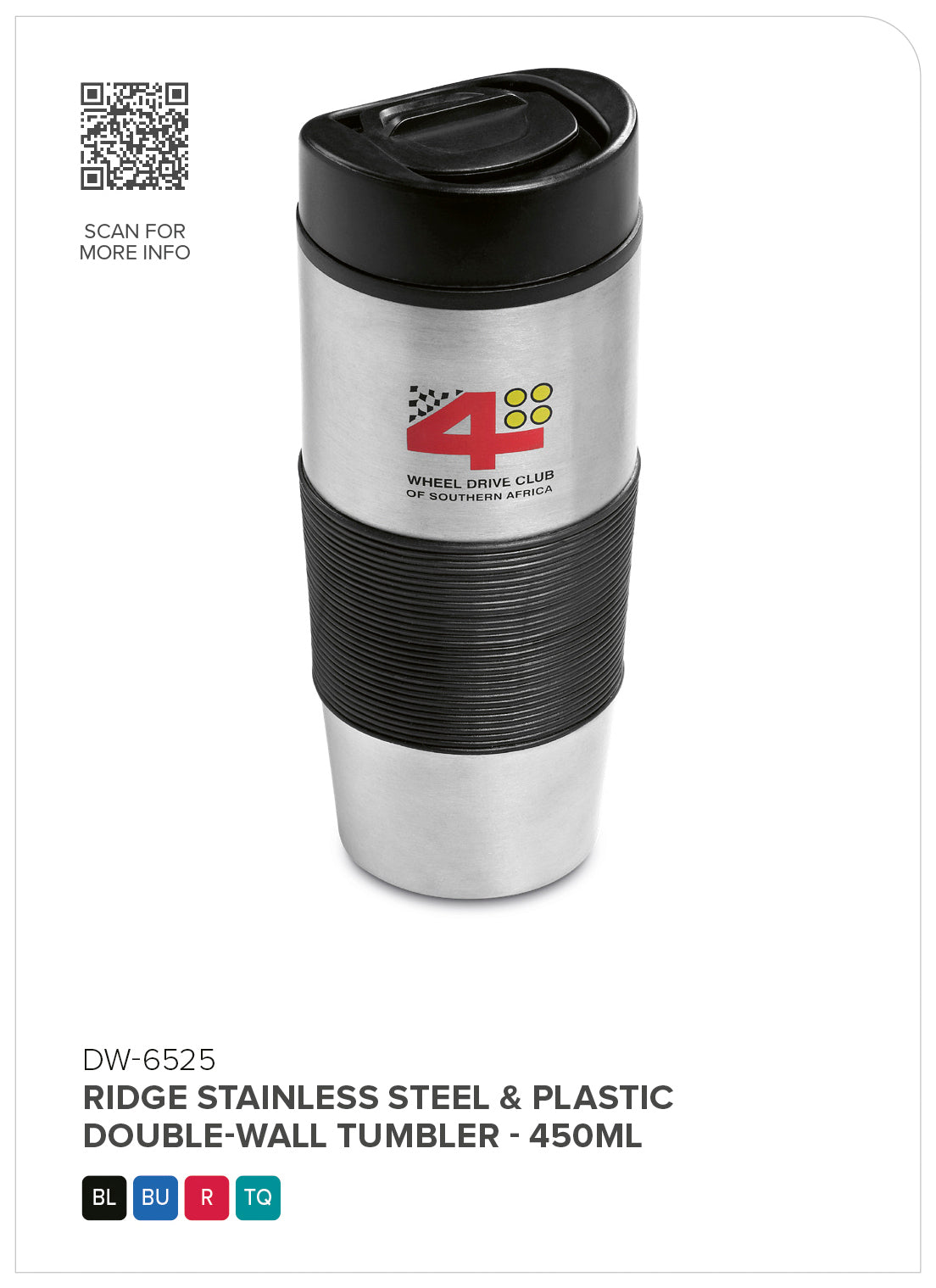 Ridge Stainless Steel & Plastic Double-Wall Tumbler - 450ml-2