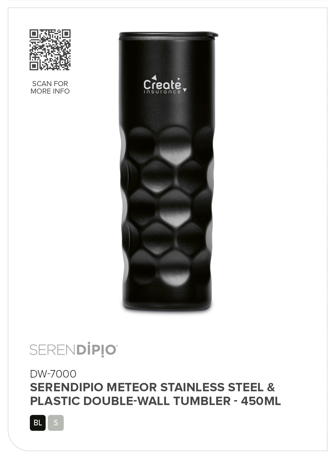 Serendipio Meteor Stainless Steel & Plastic Double-Wall Tumbler - 450ml-6