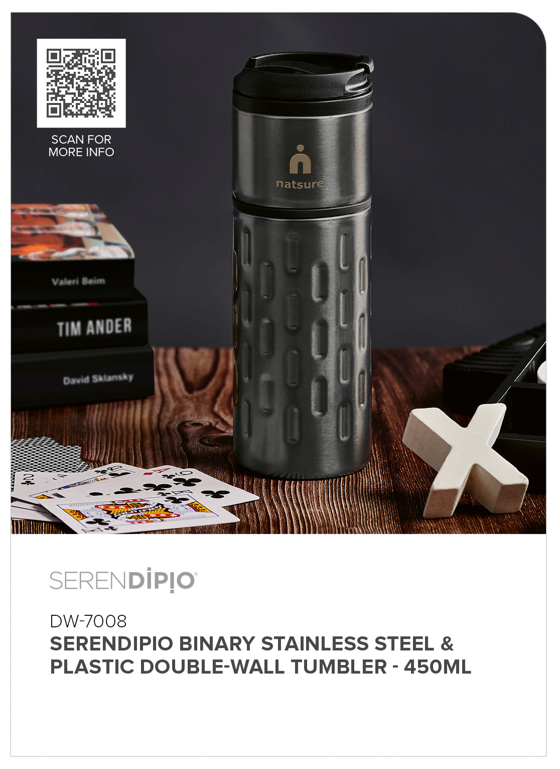 Serendipio Binary Stainless Steel & Plastic Double-Wall Tumbler - 450ml-10