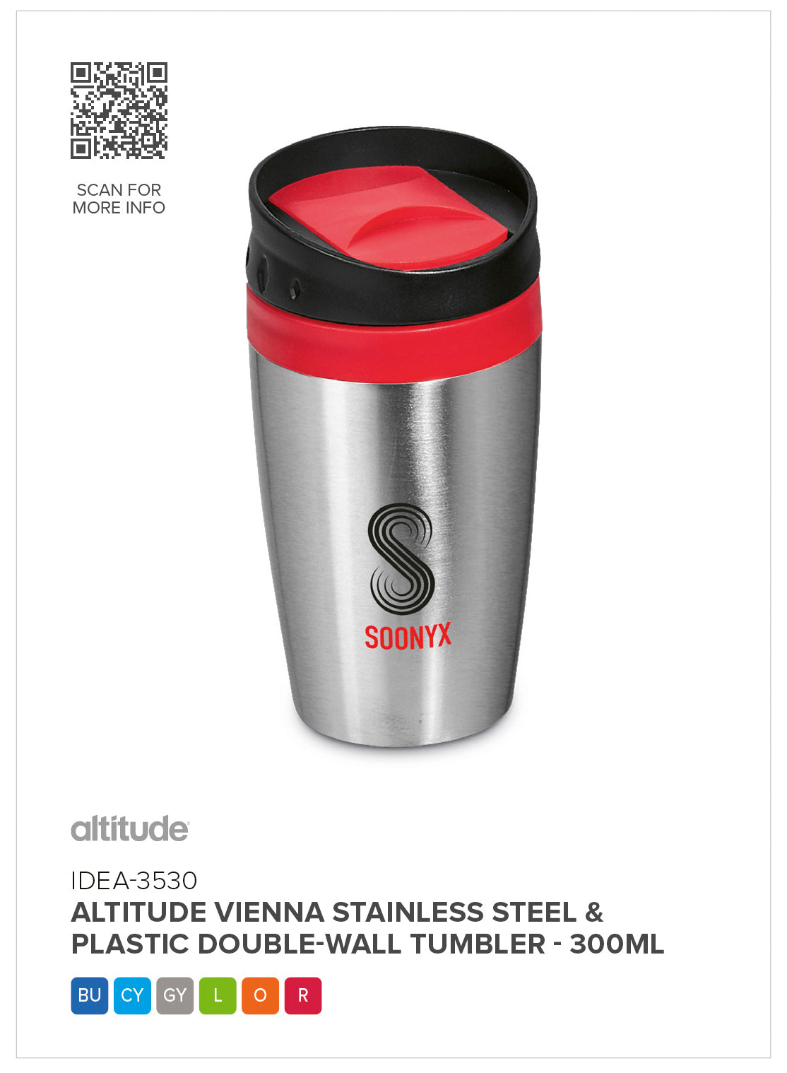 Altitude Vienna Stainless Steel & Plastic Double-Wall Tumbler - 300ml-2