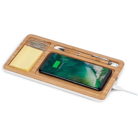 Okiyo Musen Bamboo Wireless Charger Desk Organiser-5