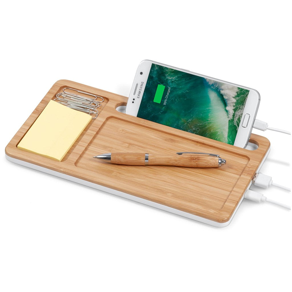 Okiyo Musen Bamboo Wireless Charger Desk Organiser-6