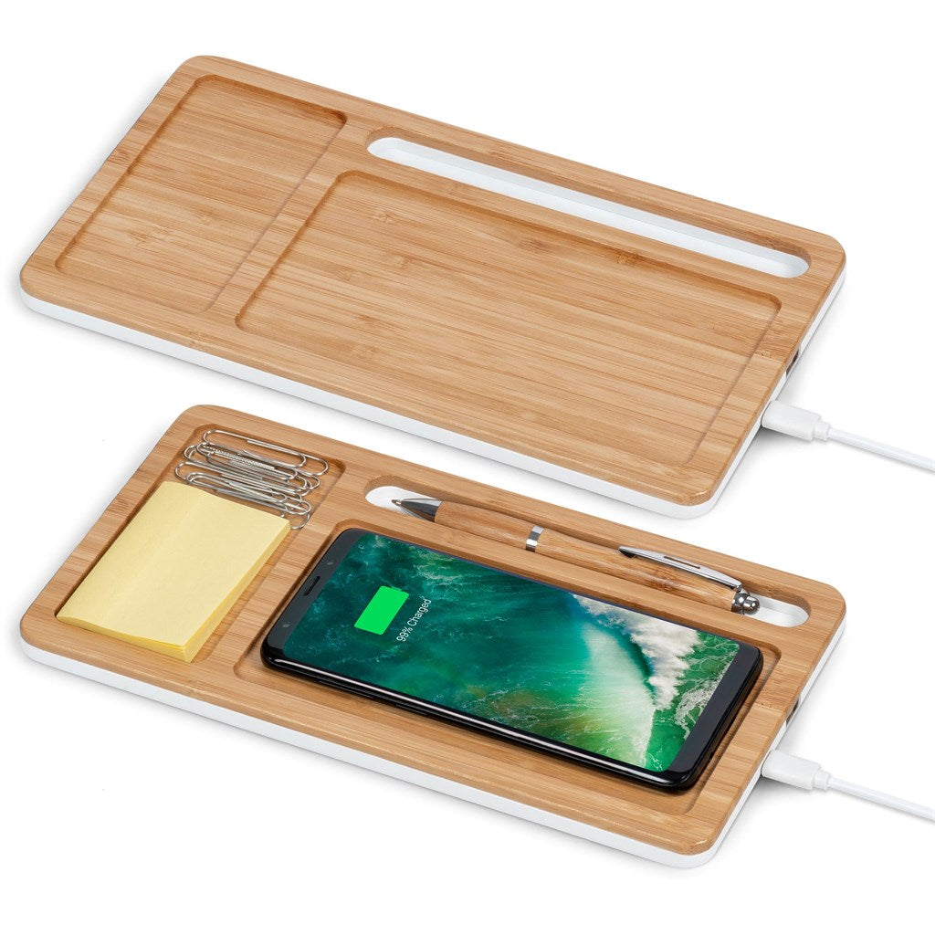 Okiyo Musen Bamboo Wireless Charger Desk Organiser-9