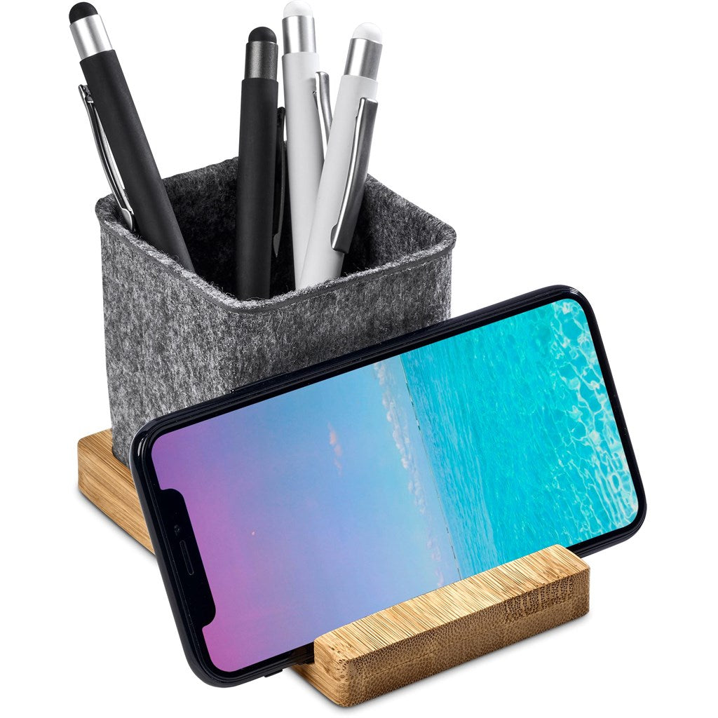 Okiyo Kyadi Recycled PET & Bamboo Desk Caddy Phone Stand-8