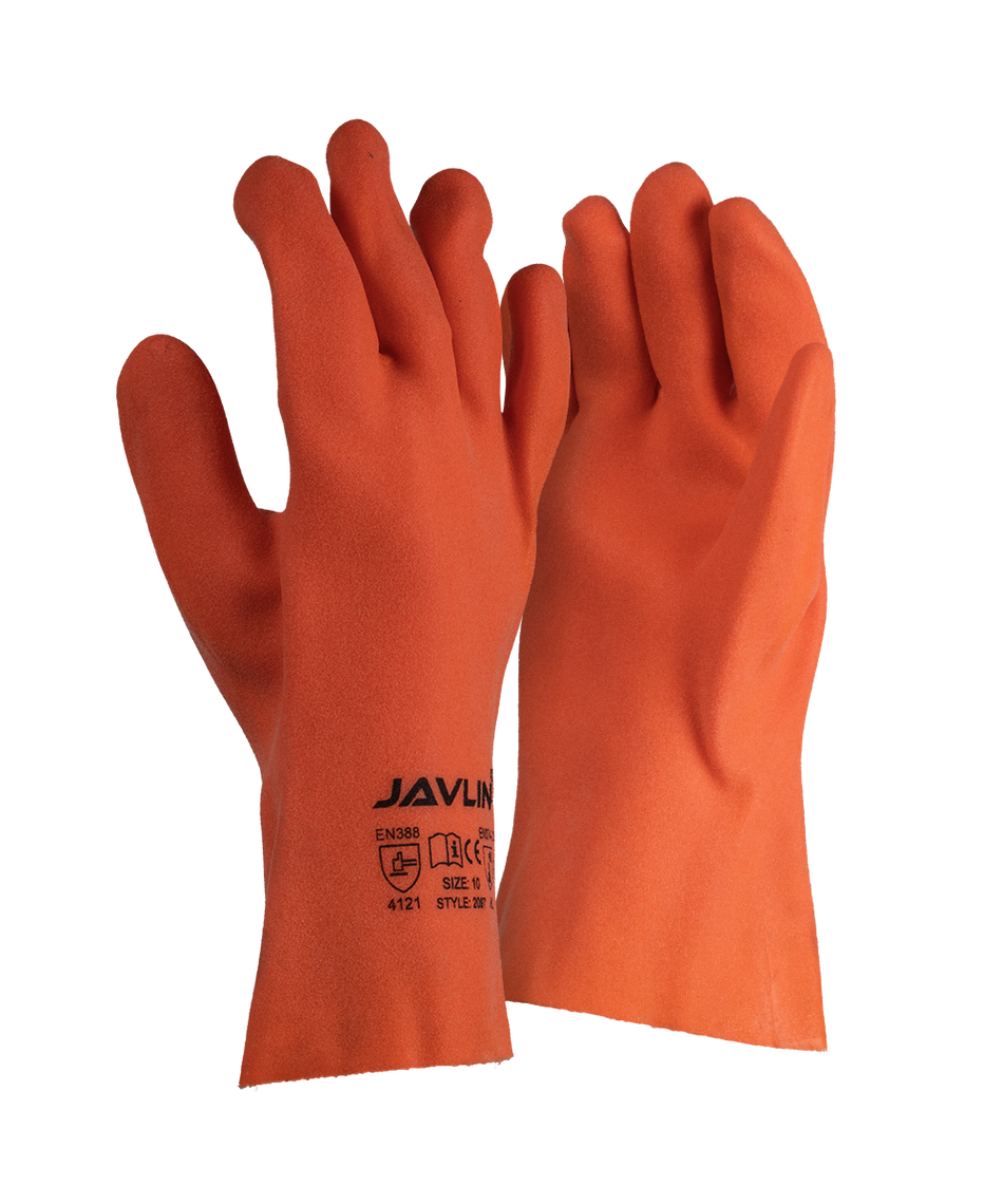 Javlin Foam PVC Fluorescent Javlin Foam PVC Fluorescent Orange Sandy Finish Gloves