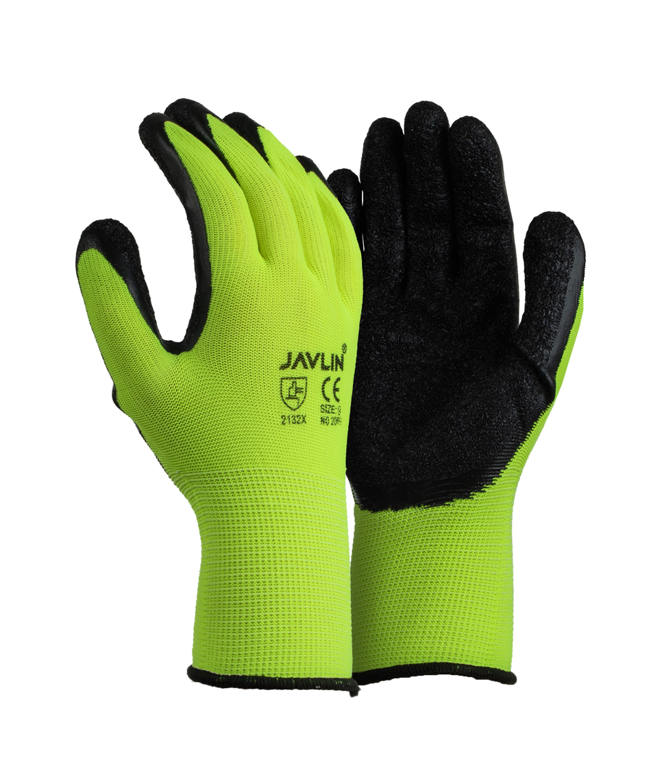 Javlin Hi-Vis Micro Latex Coated Flexi Gloves