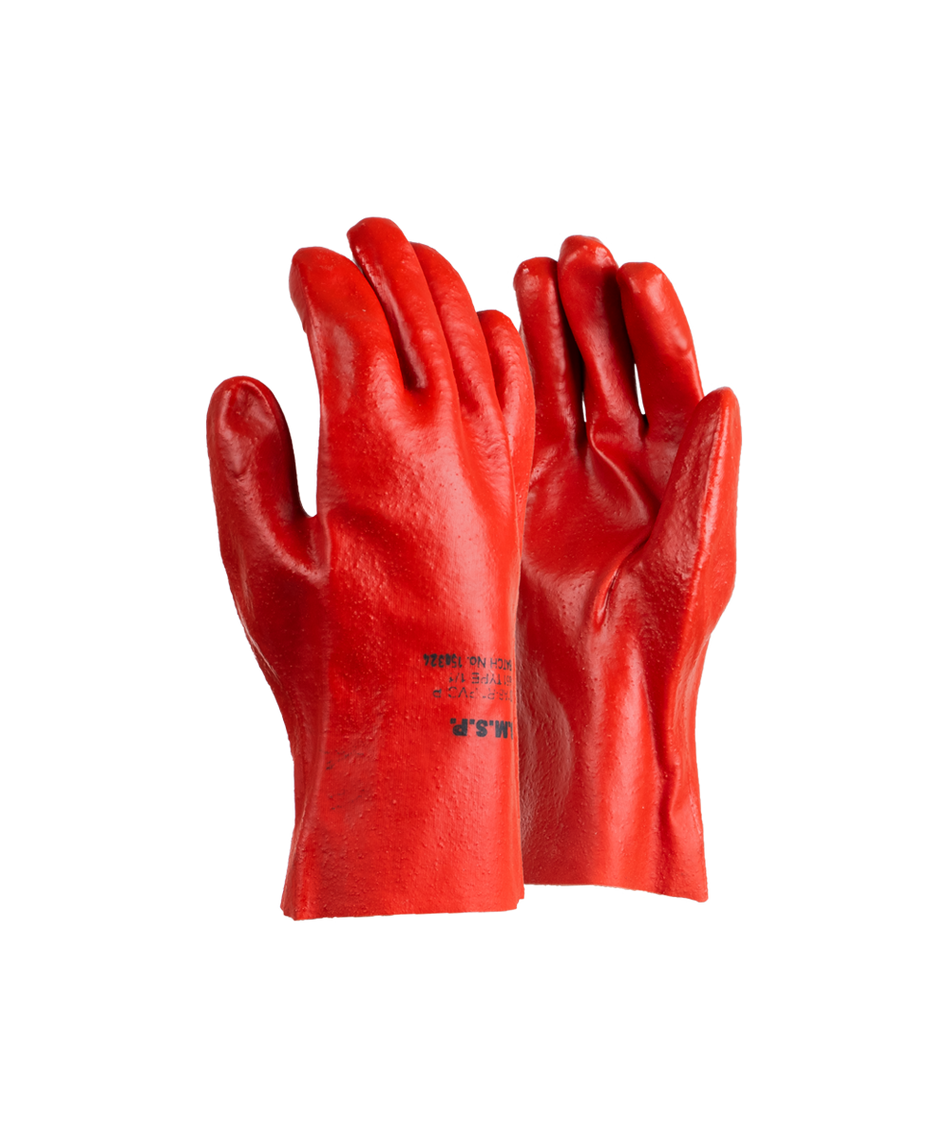 Javlin PVC Mediumweight Red/Brown Open Cuff Gloves