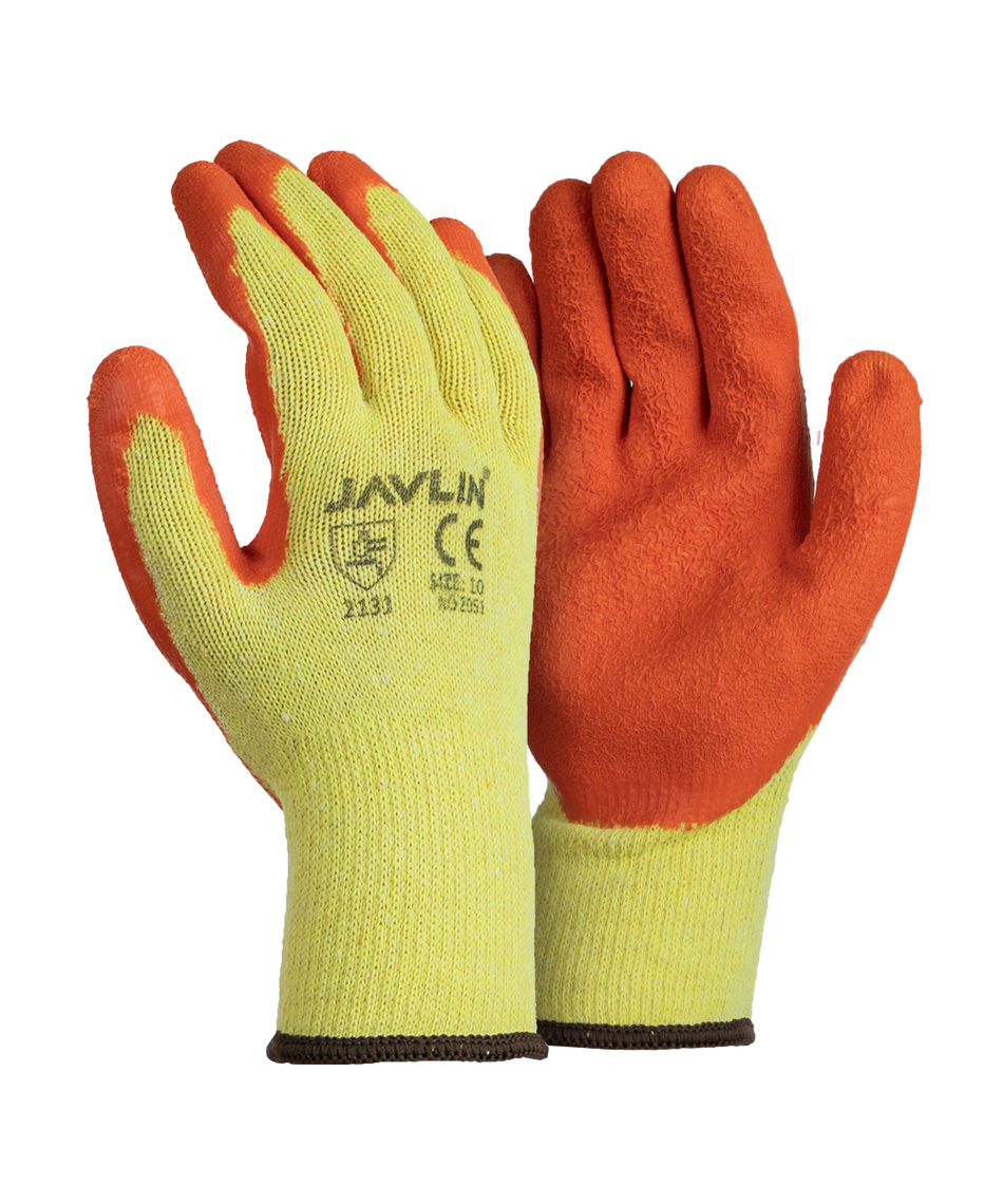 Javlin Orange Latex Coated Grippa Gloves