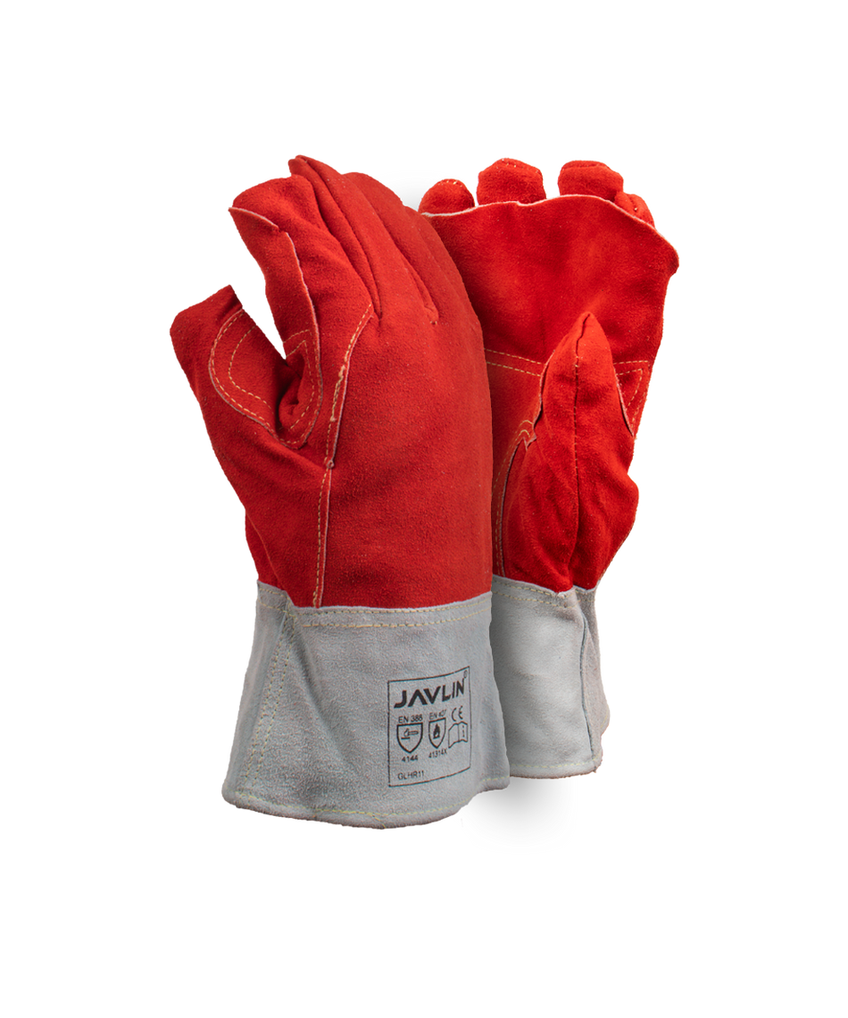 Javlin Premium Red Leather Heat Gloves - 10cm Cuff