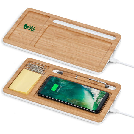 Okiyo Musen Bamboo Wireless Charger Desk Organiser-0