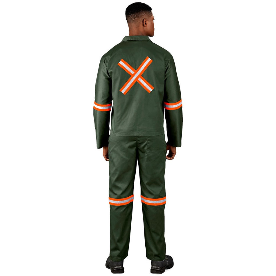 Acid Resistant Polycotton Conti Suit - Reflective Arm, Legs & Back - Orange Tape-0