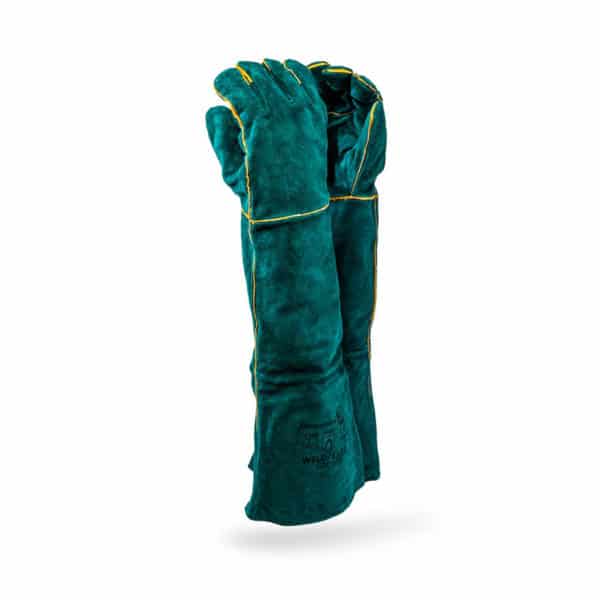 DROMEX SUPERIOR GREEN LINED LEATHER WELDING GLOVES - WELTED