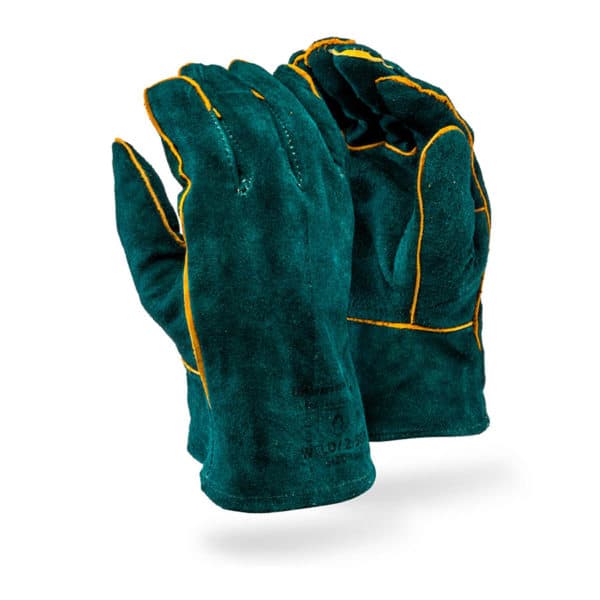 DROMEX SUPERIOR GREEN LINED LEATHER WELDING GLOVES - WELTED