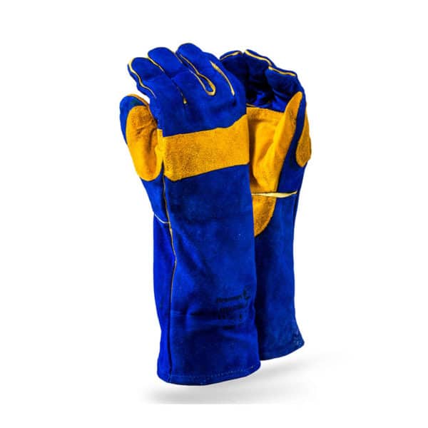 DROMEX SUPEROIR BLUE LINED LEATHER WELDERS GLOVES - REINFORCED