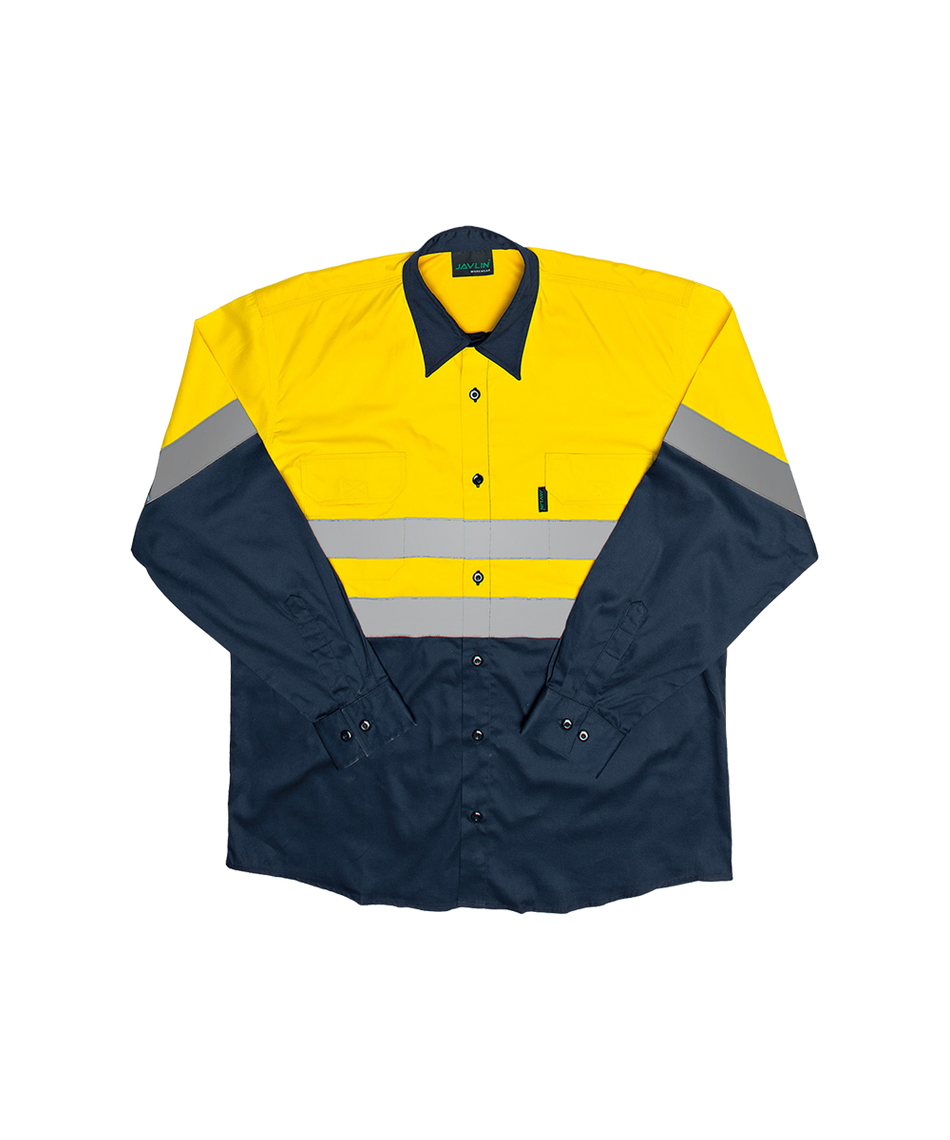 Javlin Hi-Vis Two Tone Vented Long Sleeve Work Shirt