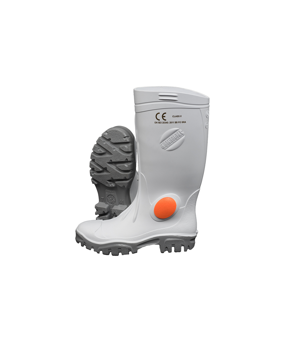 Javlin White/Grey Knee Length Heavy Duty Steel Toe Gumboot