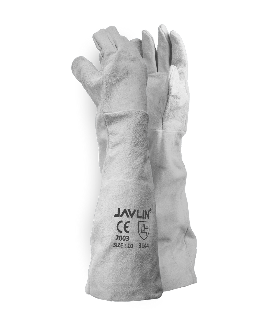 Javlin Chrome Leather Double Palm Gloves - 40cm Cuff